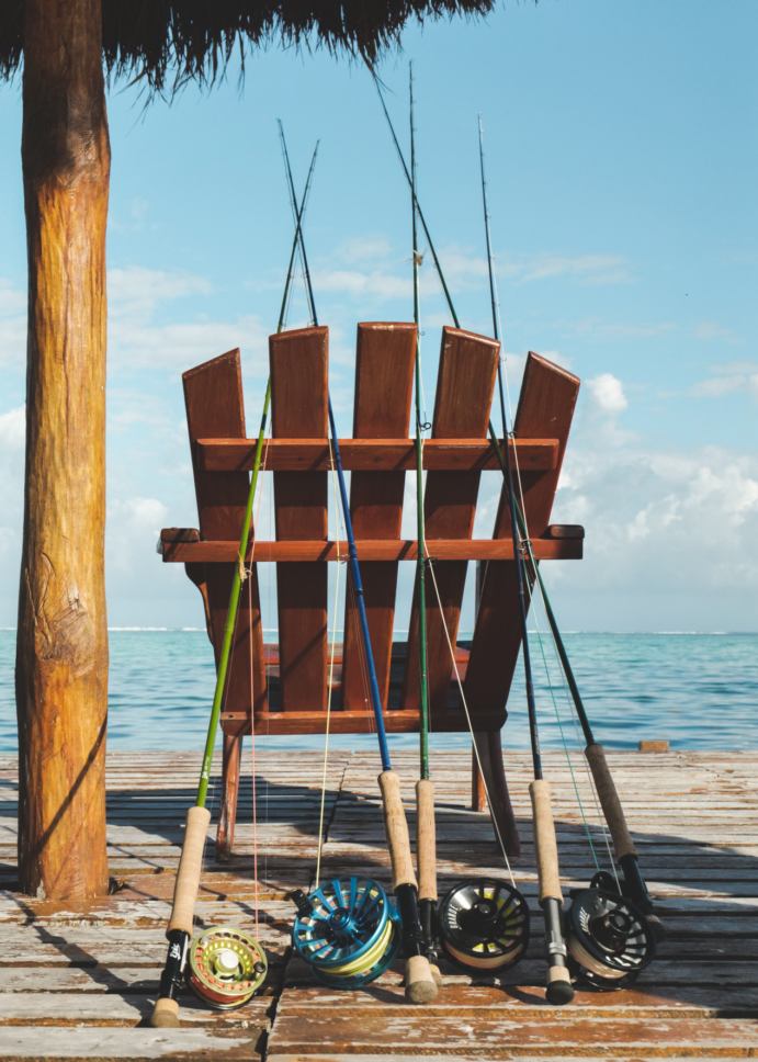 Fishing Poles on a Chair | Xcalak on the Fly | Premier Fly Fishing Lodge in Mexico